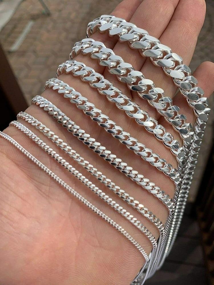 Solid 925 Sterling Silver Miami Cuban Link Chain - 2-12mm 18